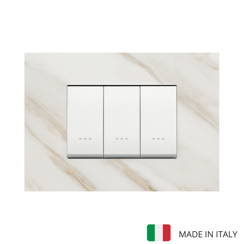 Vimar Eikon Marble 3 Gang Switch - White Calacatta - 16A