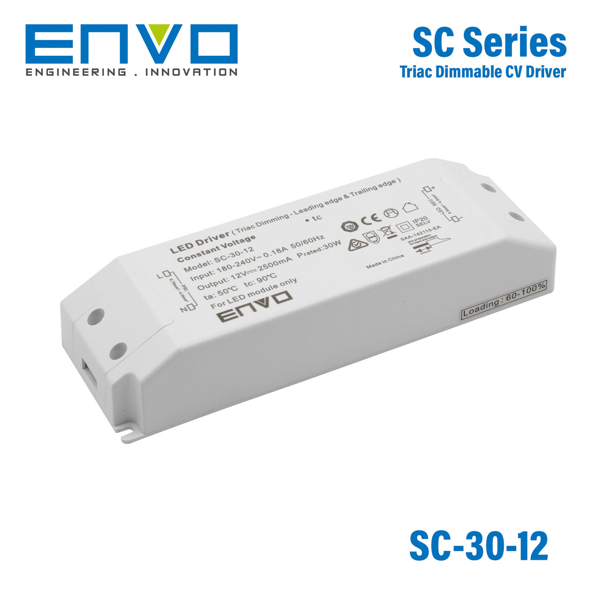 Envo SC-30-12 Power Supply 30W 12V - Triac dimmable 2.5A