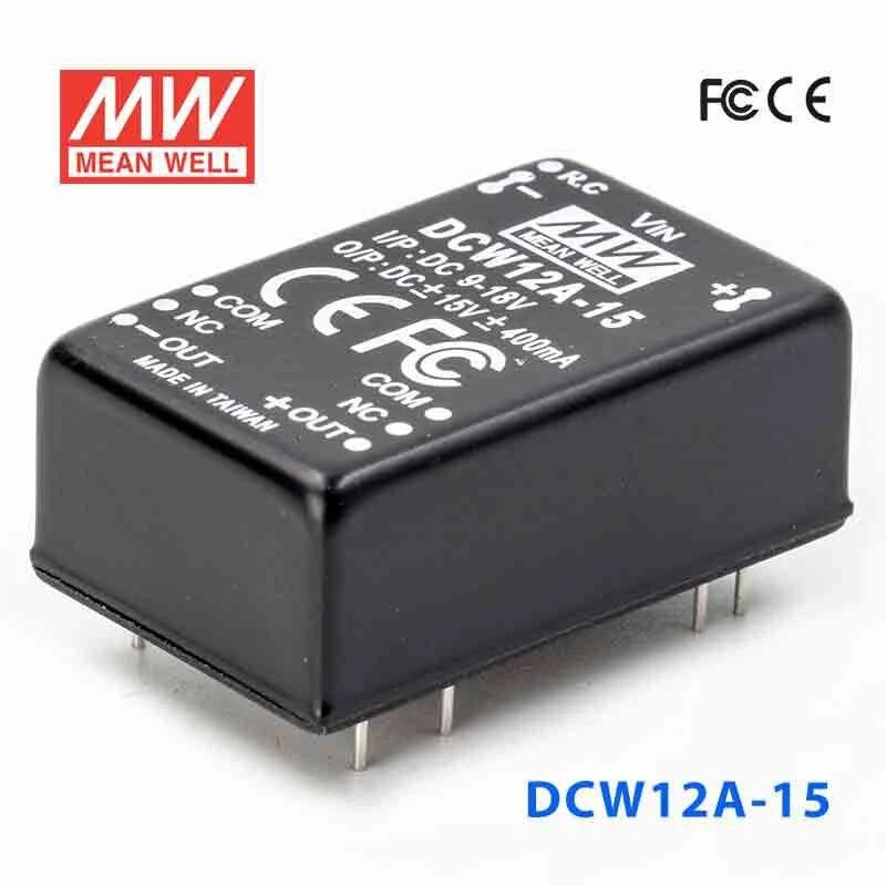 Mean Well DCW12A-15 DC-DC Converter - 12W - 9~18V in ±15V out 400mA