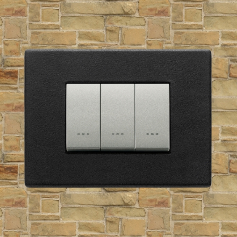 Vimar Eikon Leather 3 Gang Switch - Black Forest - 16A - PHOTO 8