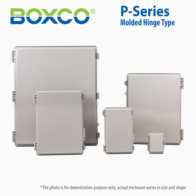 Boxco P-Series 530x730x255mm Plastic Enclosure, IP67, IK08, ABS, Grey Cover, Molded Hinge and Latch Type