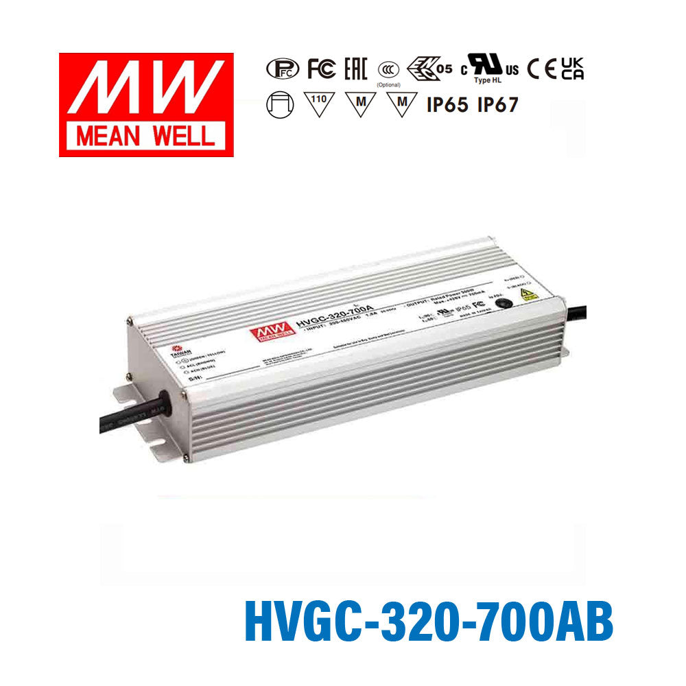 Mean Well HVGC-320-700AB Power Supply 320W 700mA - Adjustable and Dimmable