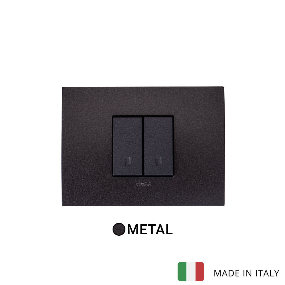 Vimar Arke Metal 2 Gang switch - Matt Graphite - 16A