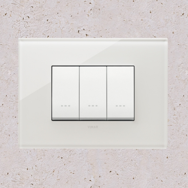 Vimar Eikon Glass 3 Gang Switch - Milky White - 16A - PHOTO 4
