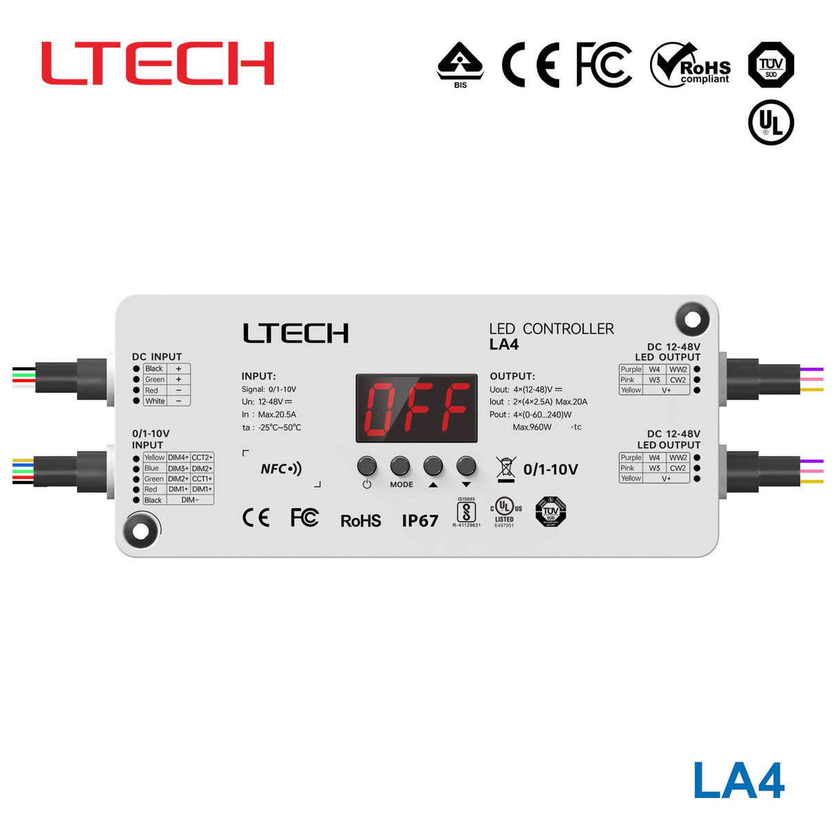 Ltech LA4 960W 1-10V LED Controller