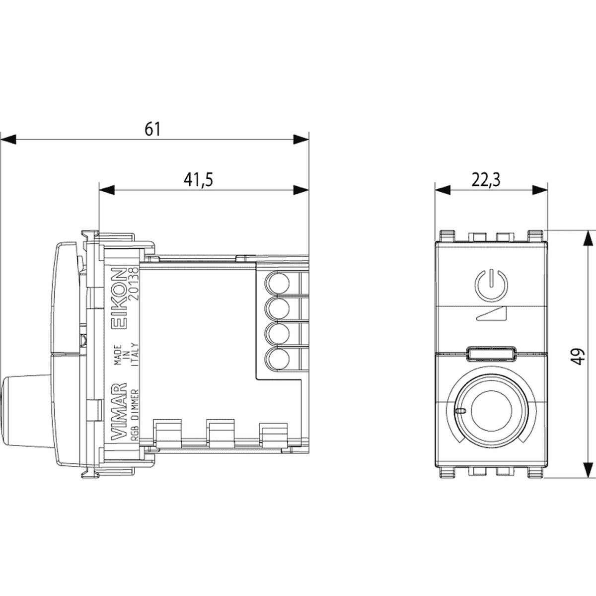 Vimar Eikon RGB Rotary Dimmer 230V Grey - PHOTO 1