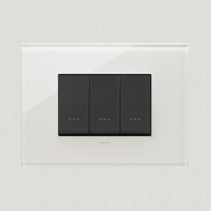 Vimar Eikon Glass 3 Gang Switch - Milky White - 16A - PHOTO 2