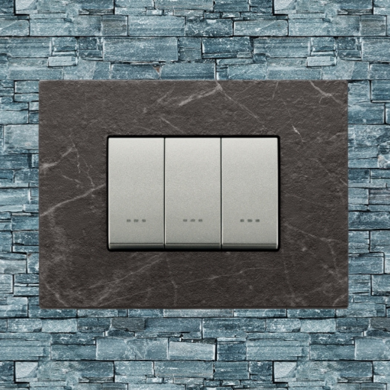Vimar Eikon Marble 3 Gang Switch - Black Marquina - 16A - PHOTO 6
