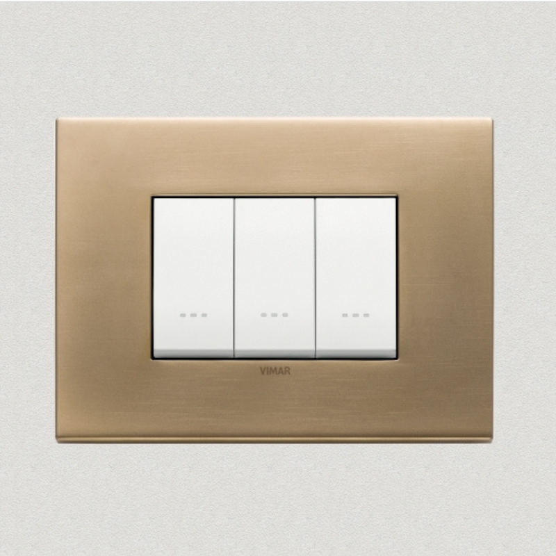 Vimar Eikon Metal 3 Gang Switch - Antique Gold - 16A - PHOTO 5