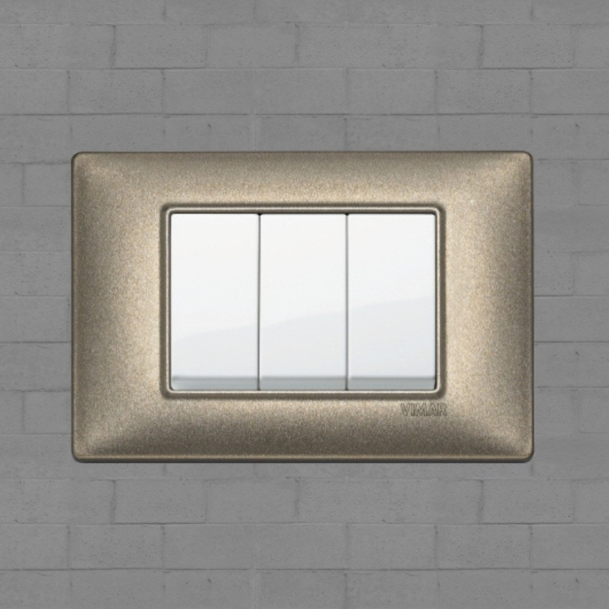 Vimar Plana Metal 3 Gang Switch - Metallic Bronze - 16A - PHOTO 1