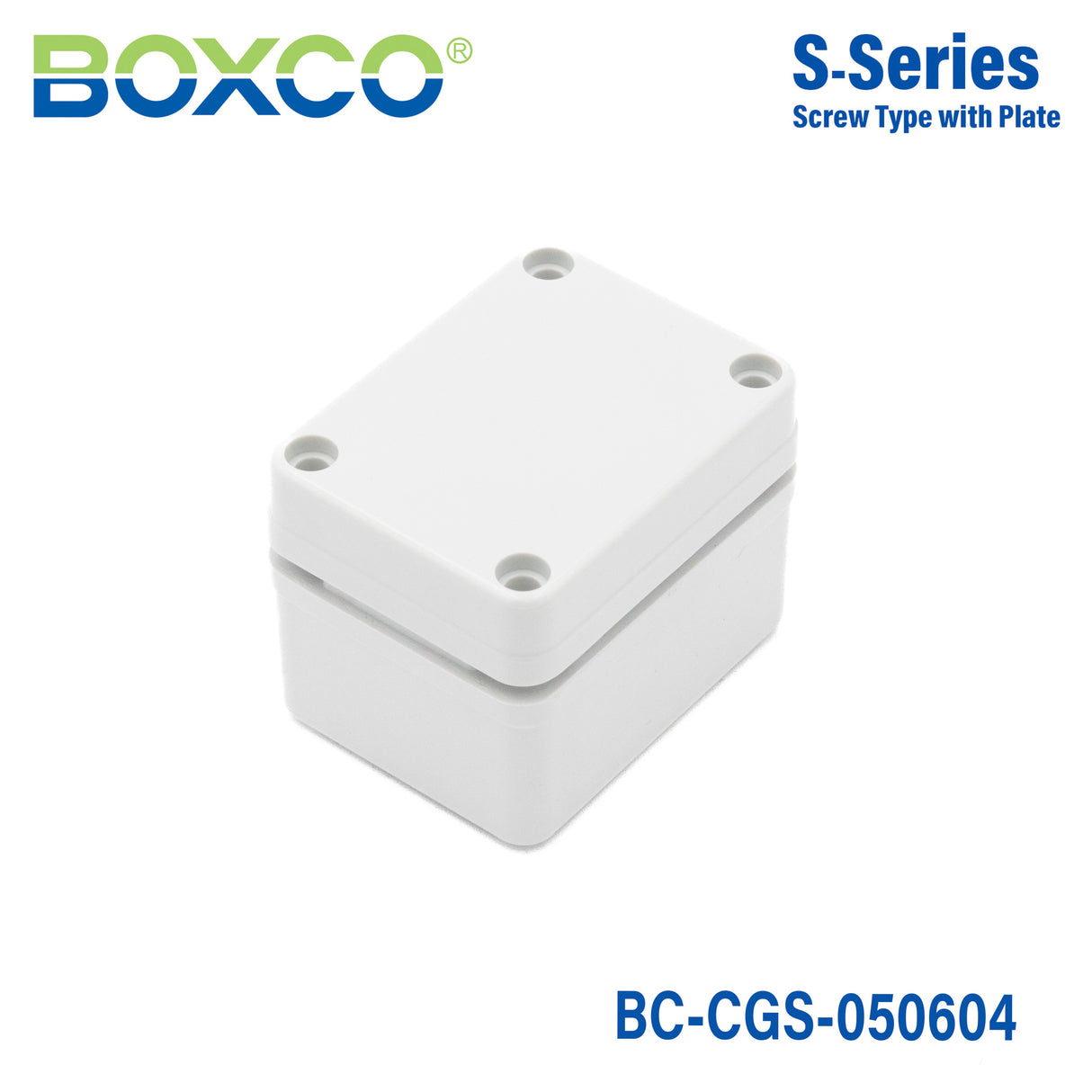 Boxco S-Series 50x65x45mm Plastic Enclosure, IP67, IK08, PC, Grey Cover, Screw Type
