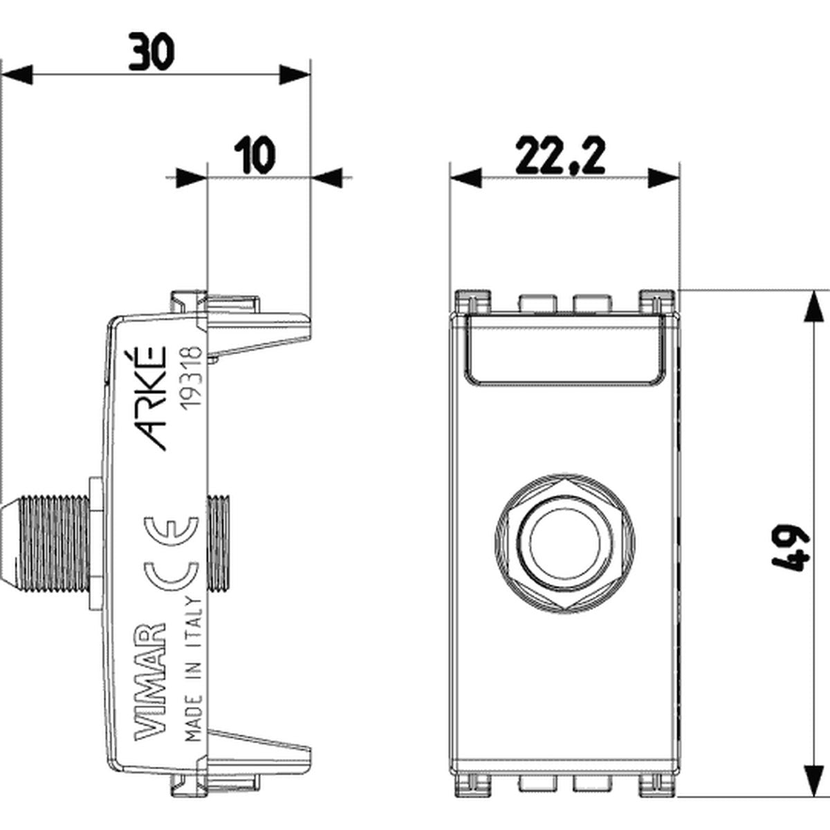 Arke F Type Female Socket Connector White - PHOTO 3
