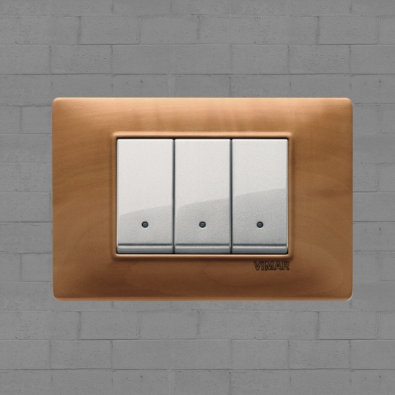Vimar Plana Wood 3 Gang Switch - Wood Pear Tree - 16A - PHOTO 14