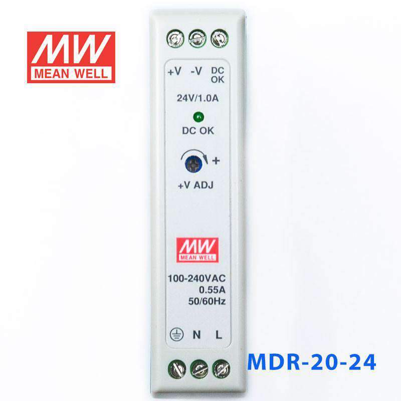 Mean Well MDR-20-24 Single Output Industrial Power Supply 20W 24V 1A - DIN Rail - PHOTO 2