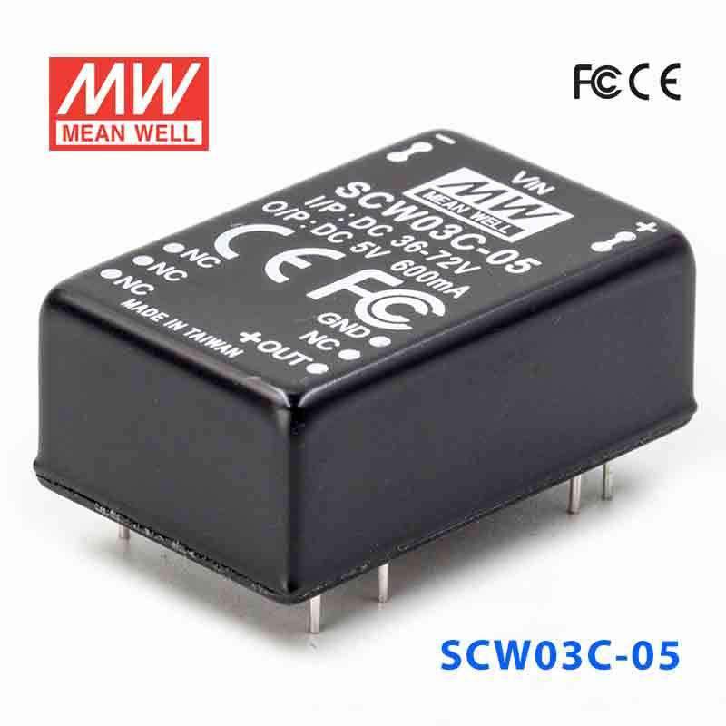 Mean Well SCW03C-05 DC-DC Converter - 3W 36~72V DC in 5V out