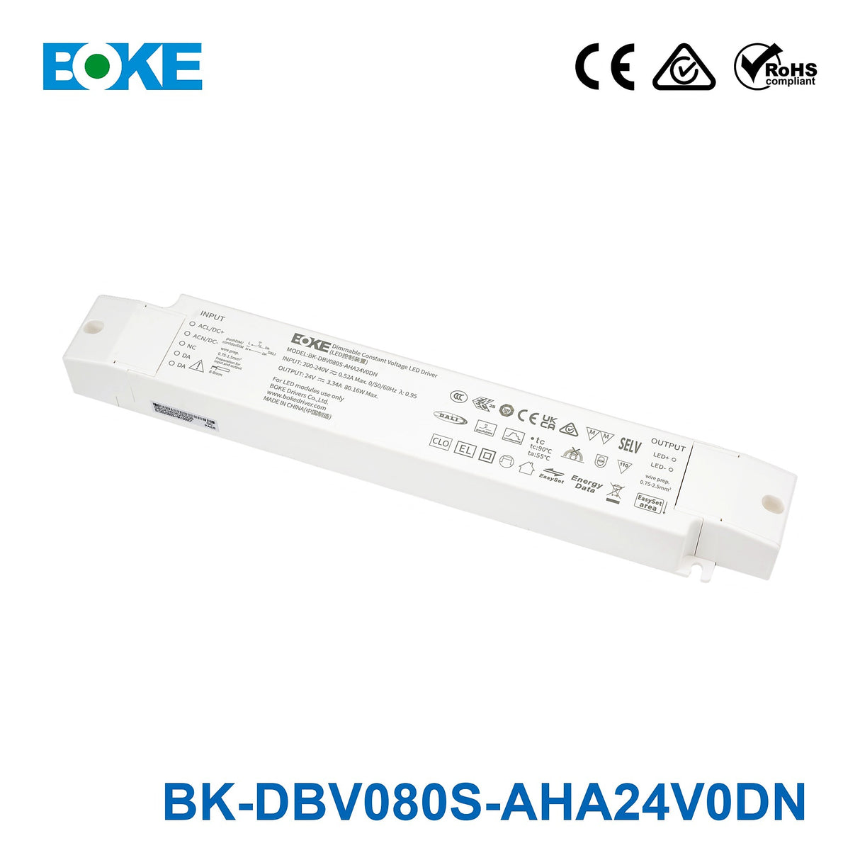 BOKE BK-DBV080S-AHA24V0DN 80W 24V DALI-2 LED Driver 3.34A