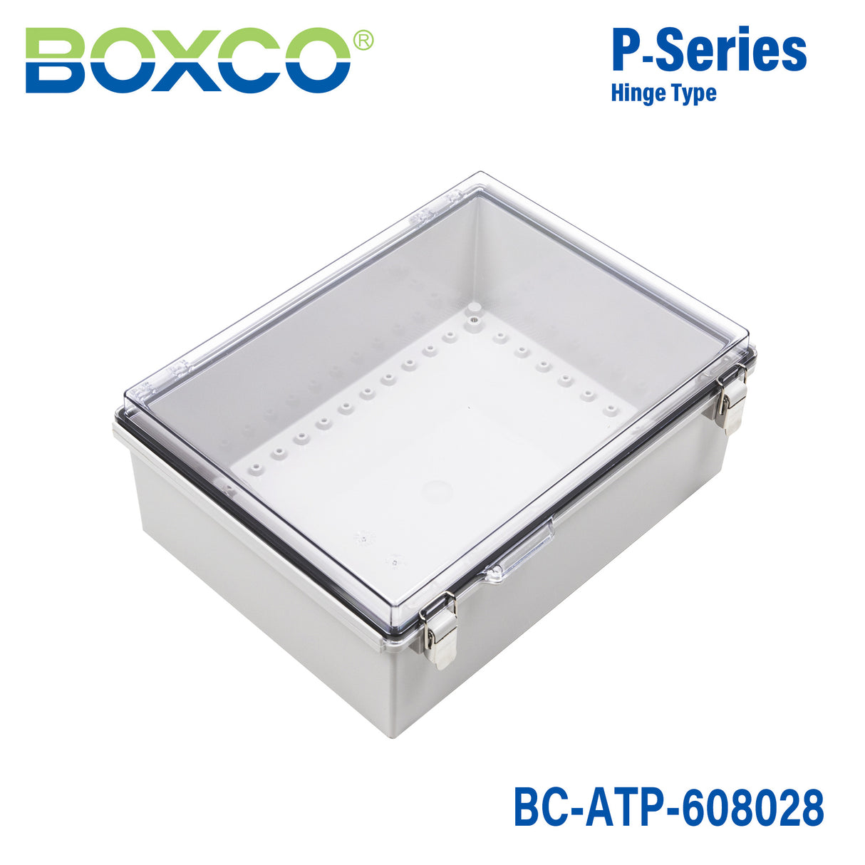 Boxco P-Series 630x830x285mm Plastic Enclosure, IP67, IK08, ABS, Transparent Cover, Molded Hinge and Latch Type