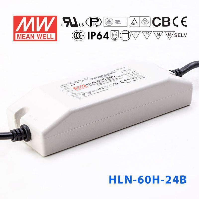 Mean Well HLN-60H-24B Power Supply 60W 24V - IP64, Dimmable 2.5A