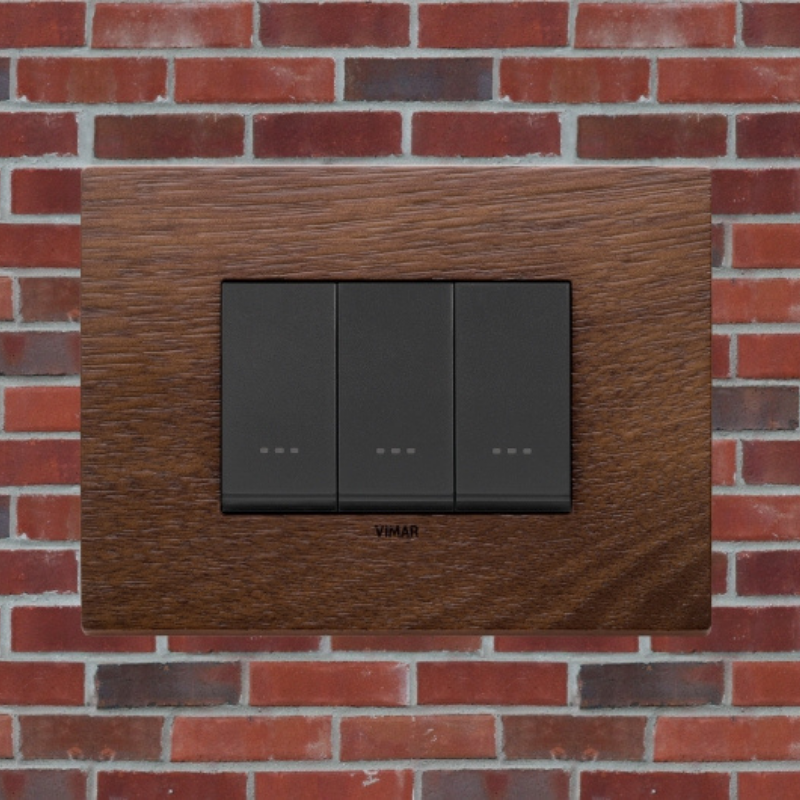 Vimar Eikon Wood 3 Gang Switch - American Walnut - 16A - PHOTO 9