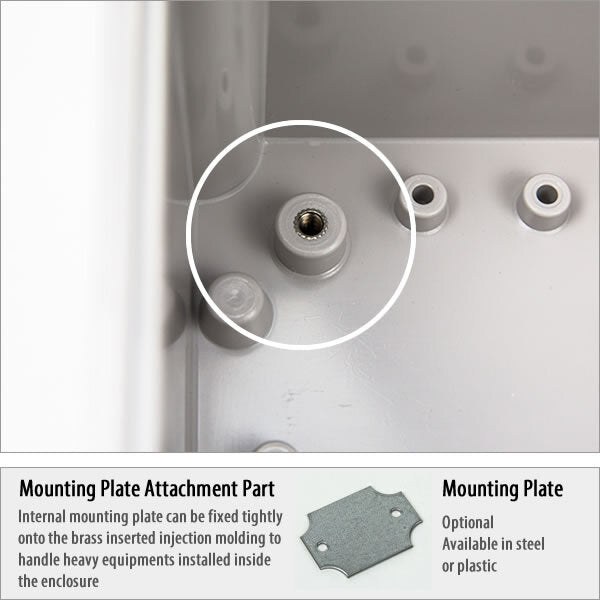 Boxco P-Series 530x630x255mm Plastic Enclosure, IP67, IK08, PC, Grey Cover, Molded Hinge and Latch Type - PHOTO 7