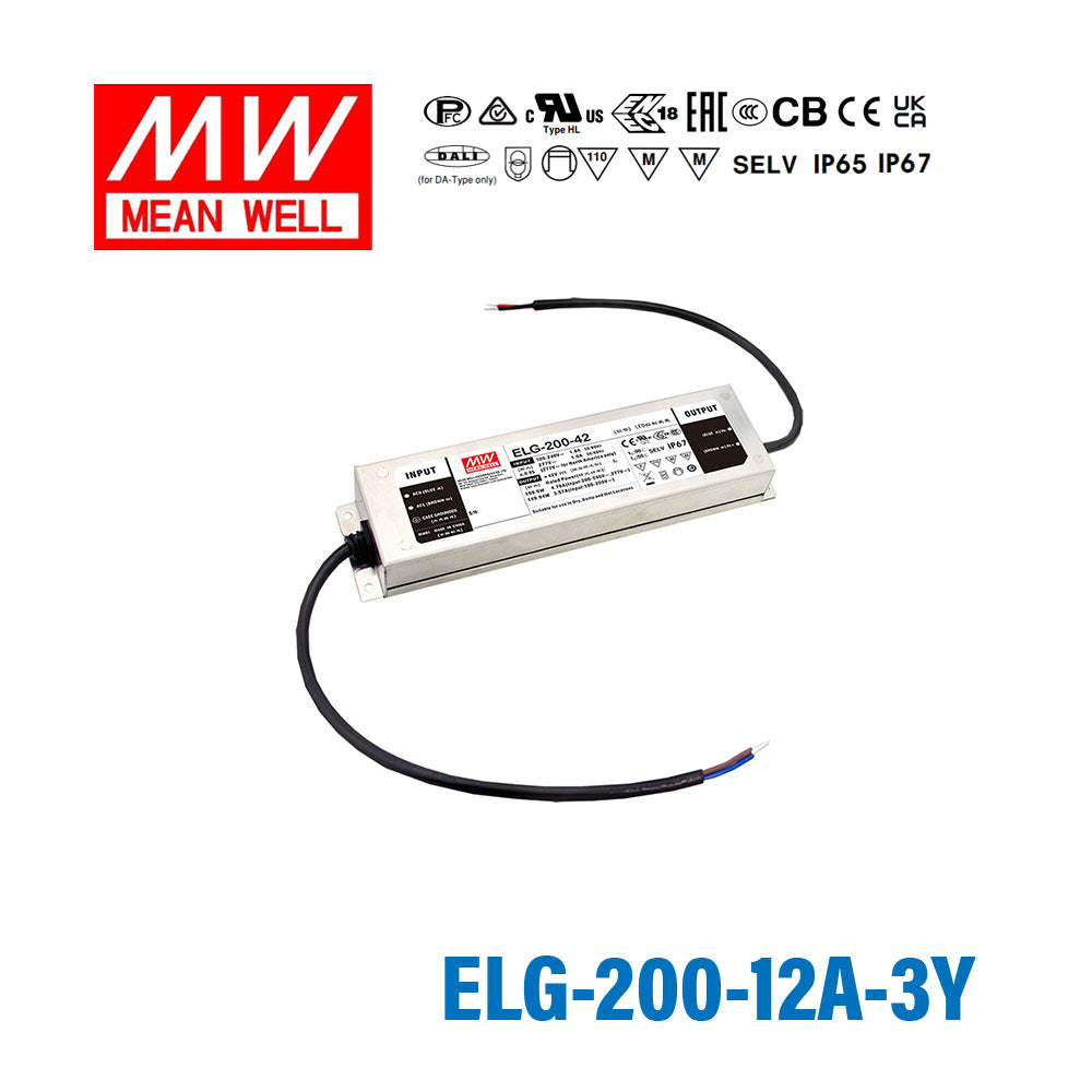 Mean Well ELG-200-12A Power Supply 192W 12V 3-wire Input - Adjustable 16A