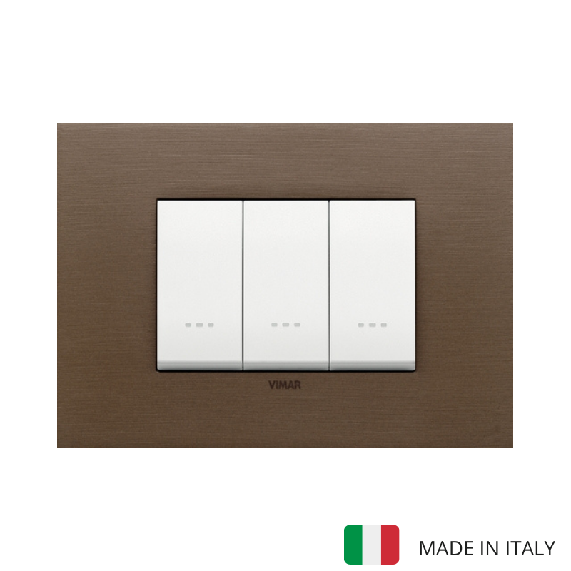 Vimar Eikon Metal 3 Gang Switch - Dark Bronze - 16A