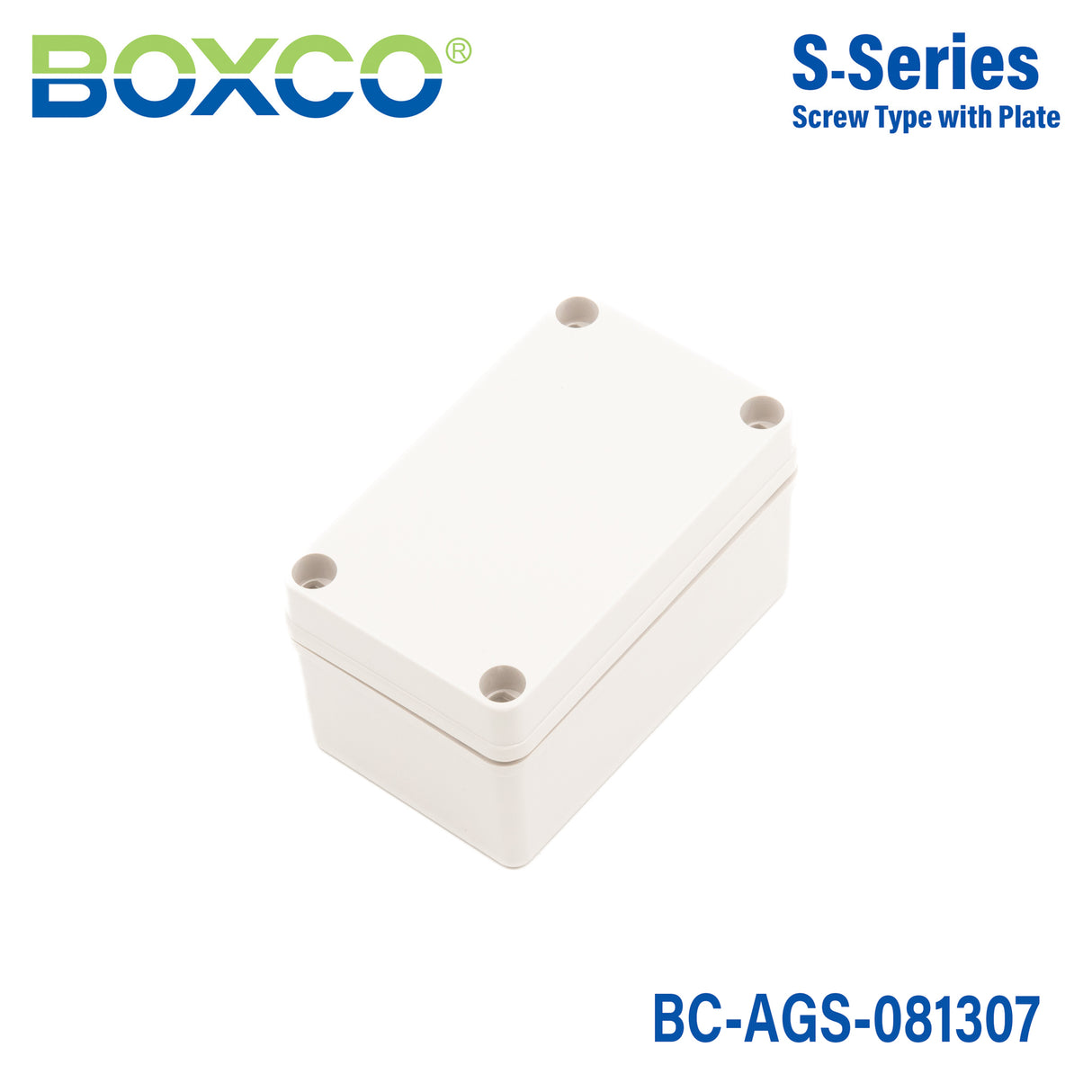 Boxco S-Series 80x130x70mm Plastic Enclosure, IP67, IK08, ABS, Grey Cover, Screw Type