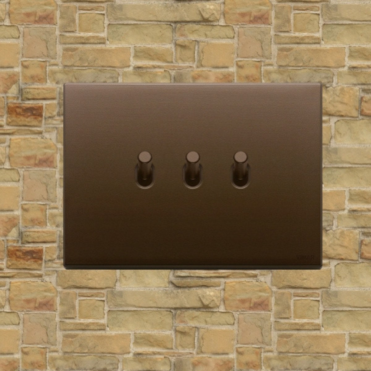 Vimar Eikon Vintage Metal 3 Gang Switch - Dark Bronze - 10A - PHOTO 2