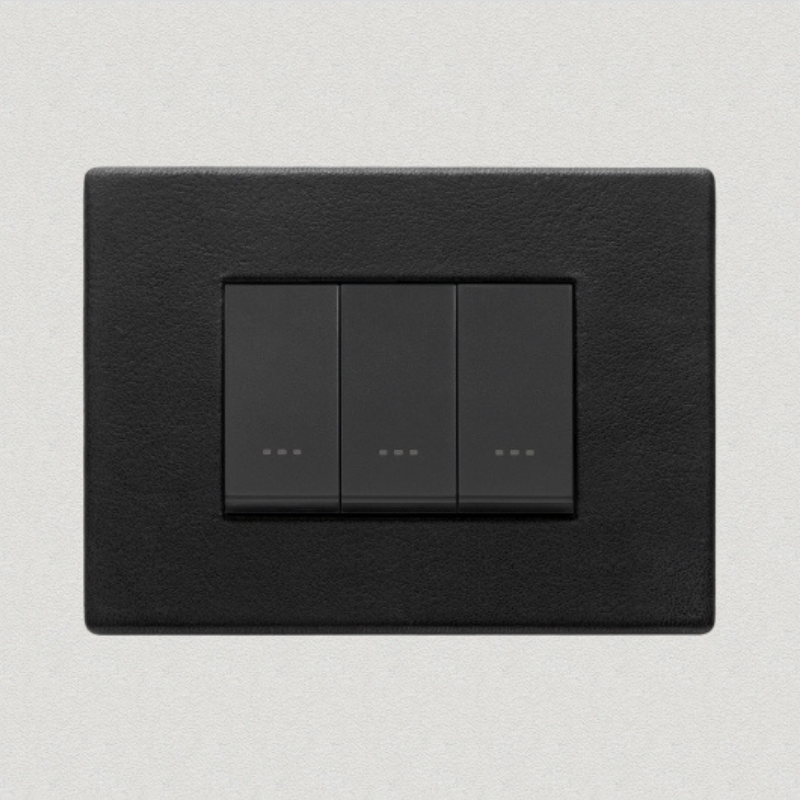 Vimar Eikon Leather 3 Gang Switch - Black Forest - 16A - PHOTO 4