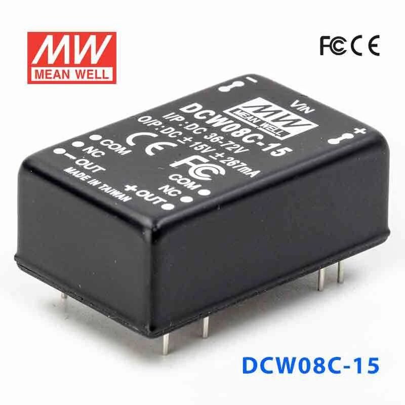 Mean Well DCW08C-15 DC-DC Converter - 8W - 36~72V in ±15V out 267mA