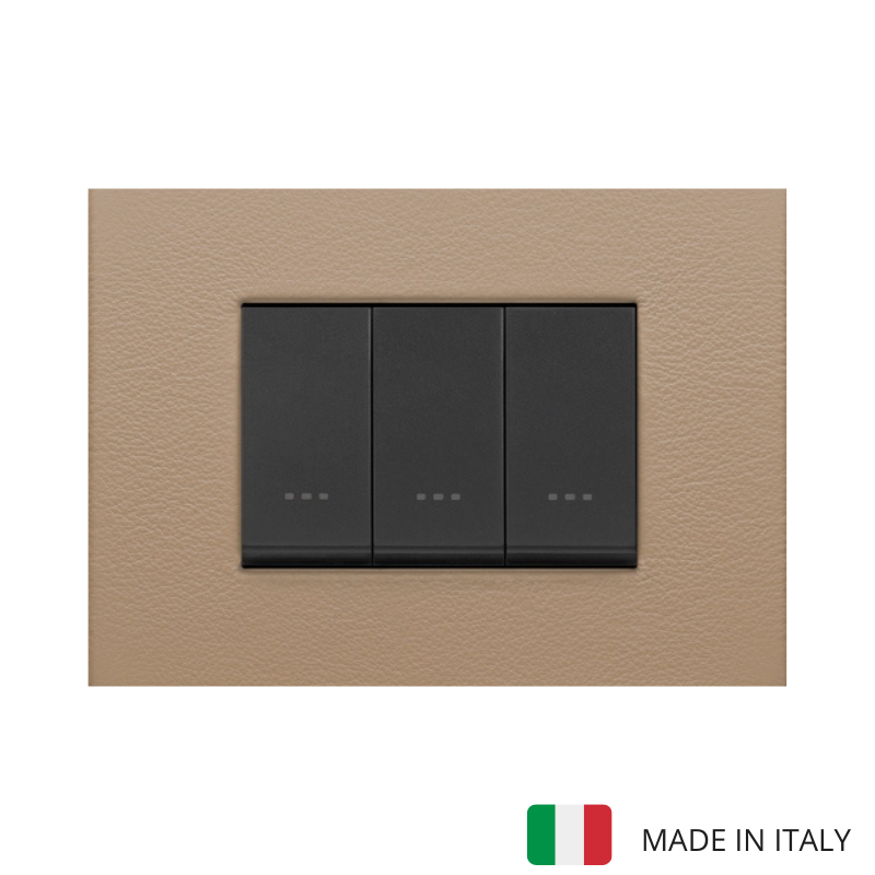 Vimar Eikon Leather 3 Gang Switch - Brushed Black - 16A - PHOTO 13