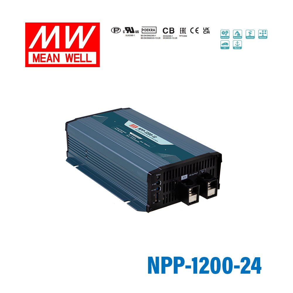 Mean Well NPP-1200-24 1209.6W 24V Battery Charge& Power Supply 2-in-1, Selectable via Jumper 36A