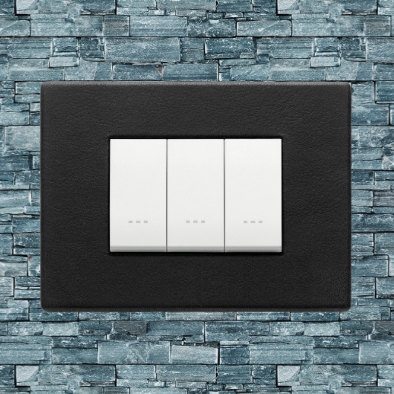 Vimar Eikon Leather 3 Gang Switch - Black Forest - 16A - PHOTO 9