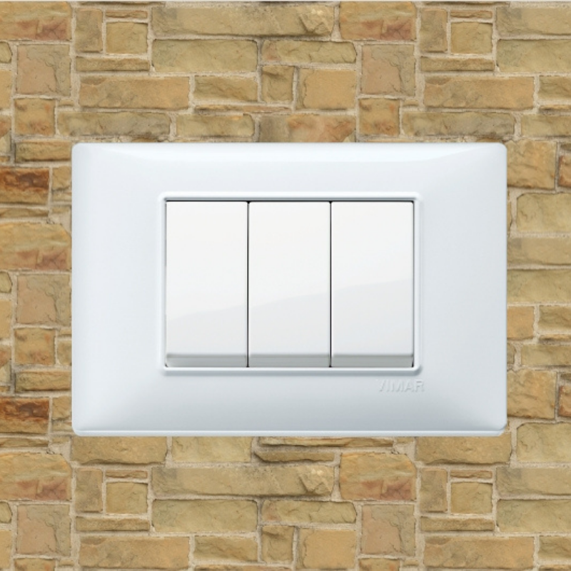 Vimar Plana Plastic 3 Gang Switch - White - 16A - PHOTO 6