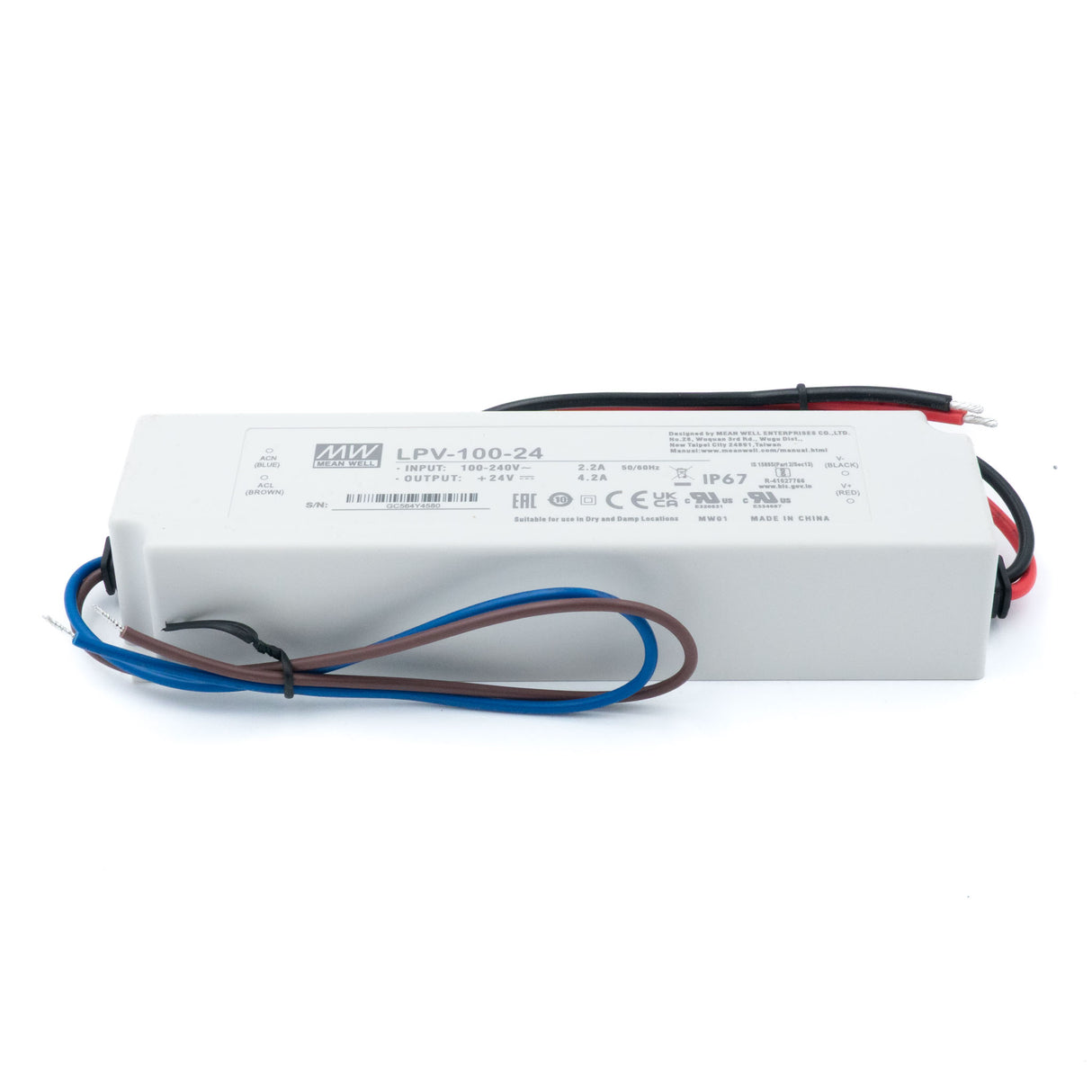 Mean Well LPV-100-24 LED Driver — 100.8W 24V 4.2A IP67 Waterproof - PHOTO 1