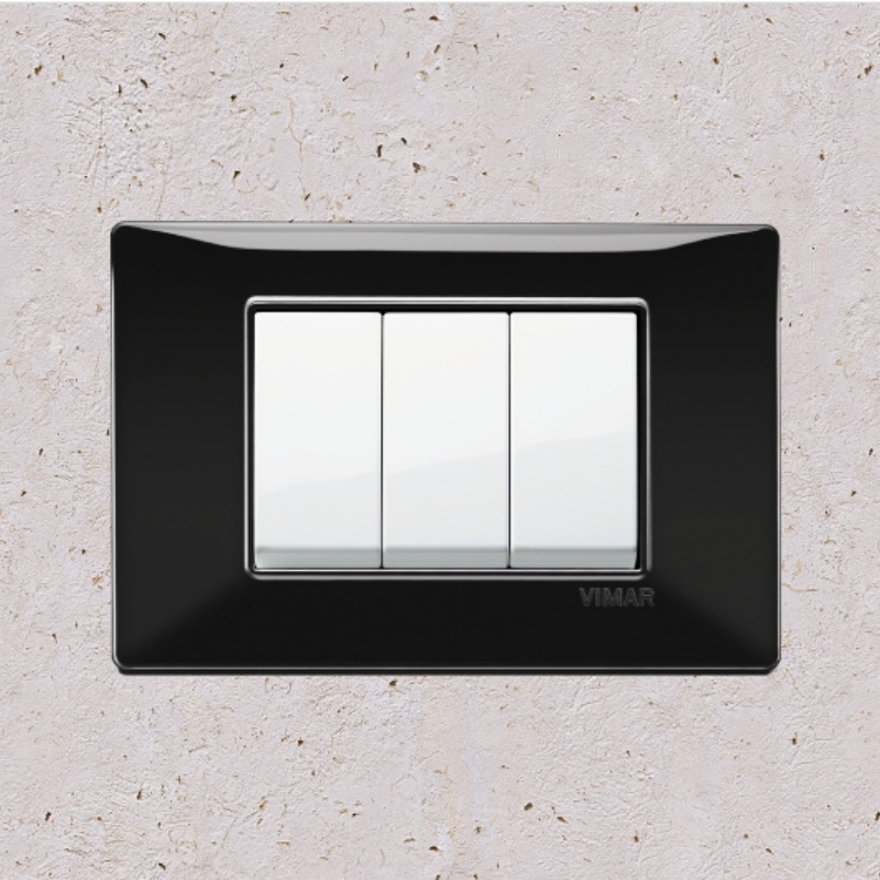Vimar Plana Plastic 3 Gang Switch - Black - 16A - PHOTO 10
