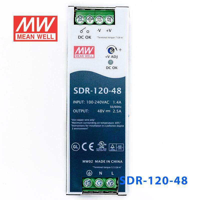 Mean Well SDR-120-48 Single Output Industrial Power Supply 120W 48V 2.5A - DIN Rail - PHOTO 2