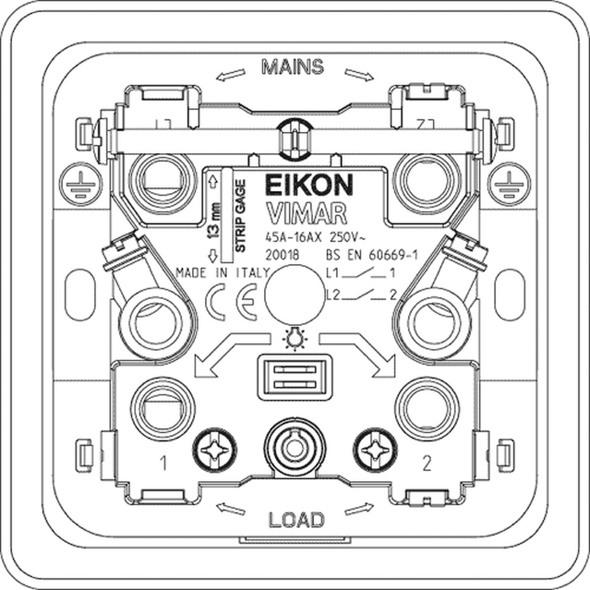 Eikon 2P 45A 1-Way Cooker Switch 3M White - PHOTO 2