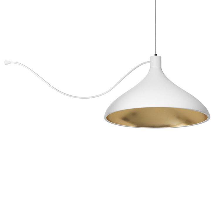 Pablo Pendant Swell String Single Wide White / Brass - PHOTO 1