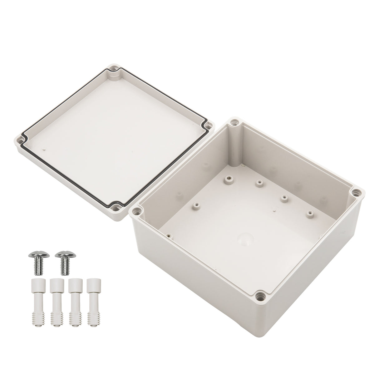 Boxco S-Series 200x200x100mm Plastic Enclosure, IP67, IK08, ABS, Grey Cover, Screw Type - PHOTO 2
