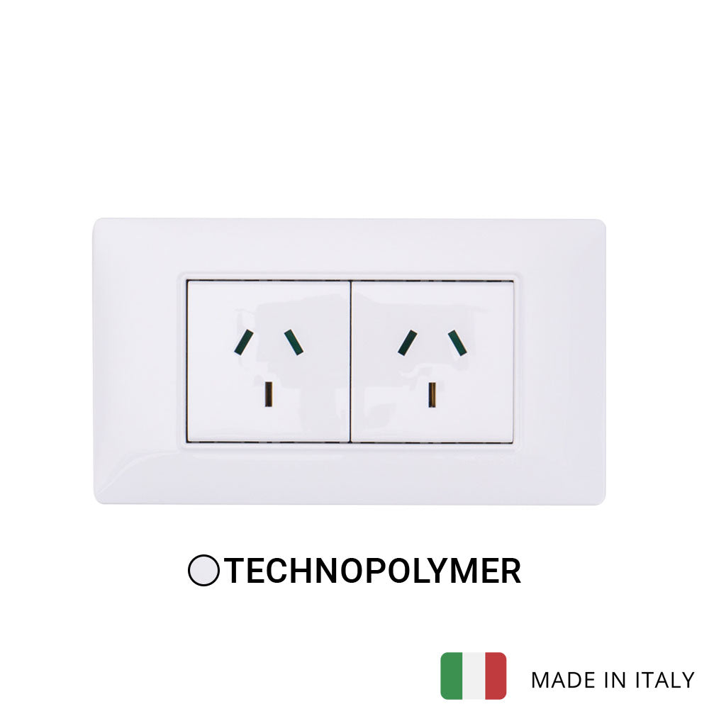 Vimar Plana Plastic 2 Socket - White - 10A