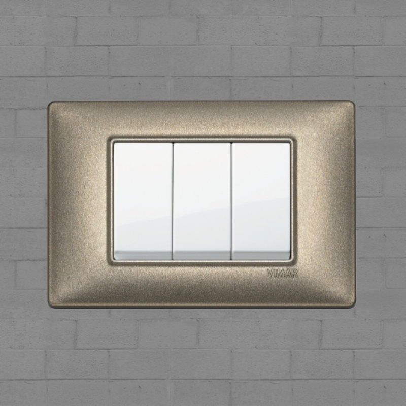 Vimar Plana Metal 3 Gang Switch - Metallic Bronze - 16A - PHOTO 1