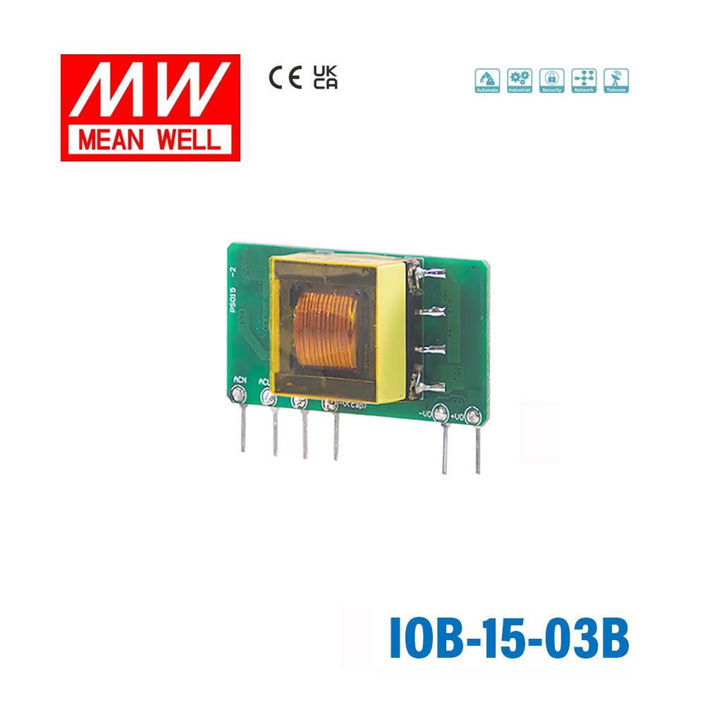 Mean Well IOB-15-03B AC-DC On Board Type Power Module 9.9W 3.3V, Horizontal 3A