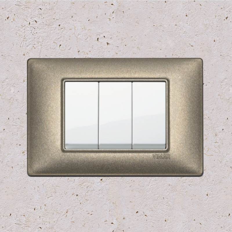 Vimar Plana Metal 3 Gang Switch - Metallic Bronze - 16A - PHOTO 3
