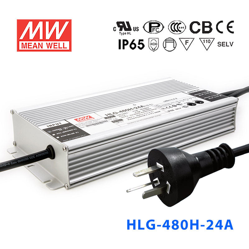 Mean Well S-HLG-480H-24 Power Supply 480W 24V with AU/NZ plug 20A