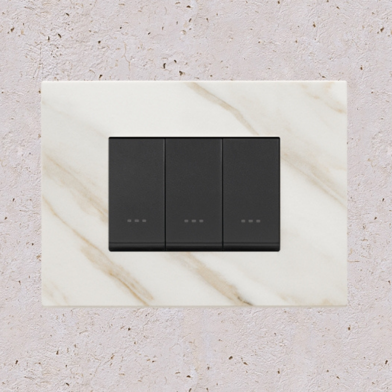 Vimar Eikon Marble 3 Gang Switch - White Calacatta - 16A - PHOTO 9
