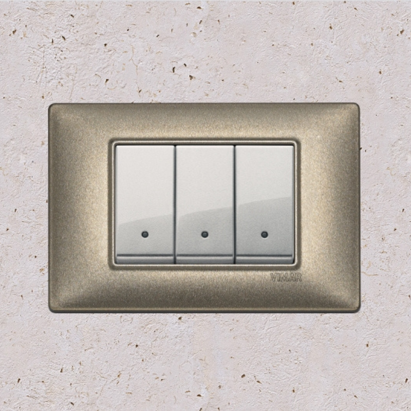Vimar Plana Metal 3 Gang Switch - Metallic Bronze - 16A - PHOTO 4