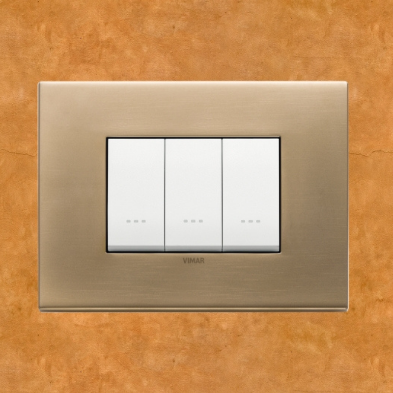 Vimar Eikon Metal 3 Gang Switch - Antique Gold - 16A - PHOTO 2