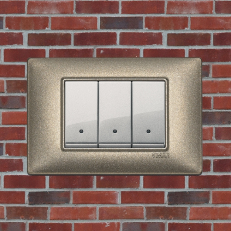 Vimar Plana Metal 3 Gang Switch - Metallic Bronze - 16A - PHOTO 16