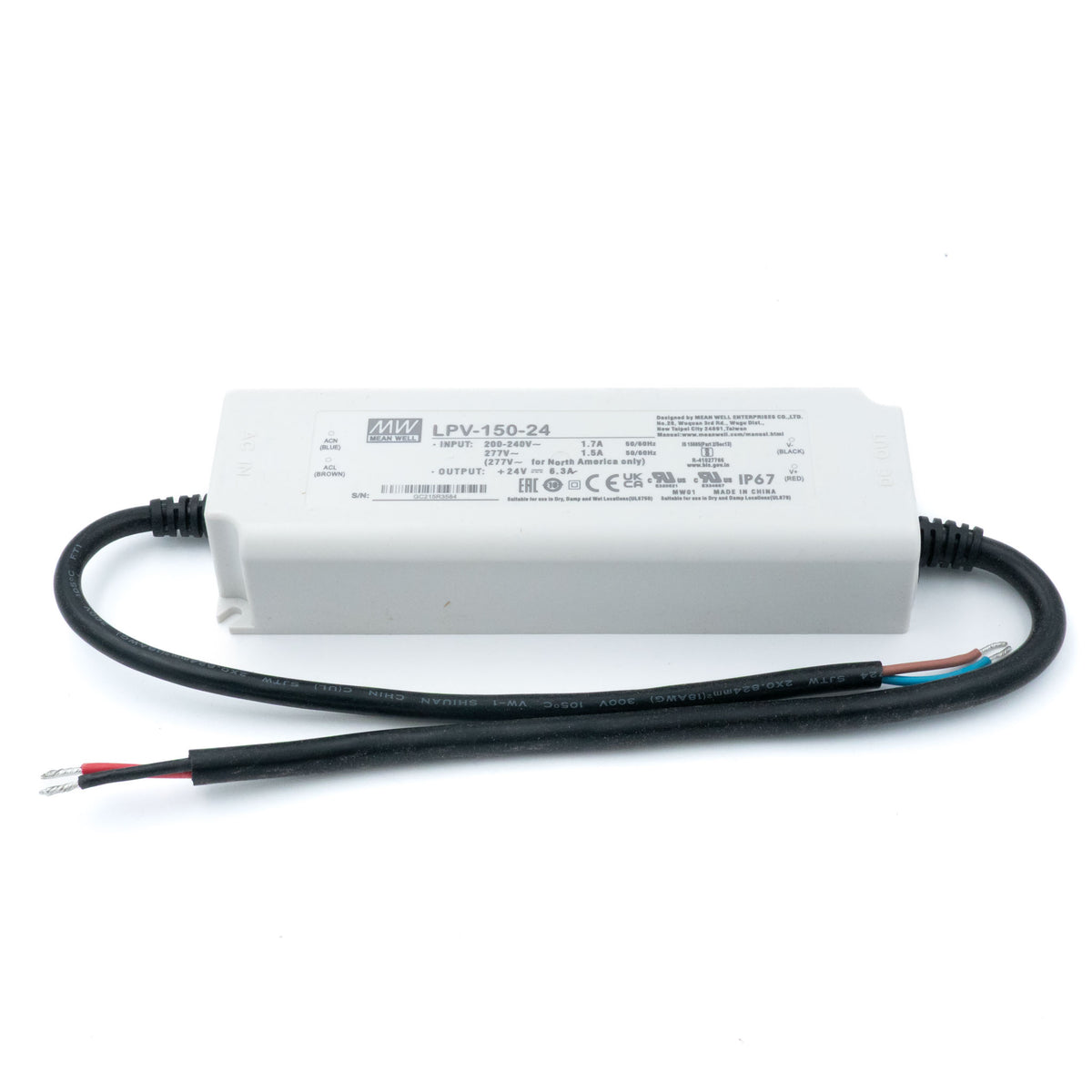 Mean Well LPV-150-24 LED Driver β 151.2W 24V 6.3A IP67 Waterproof - PHOTO 1